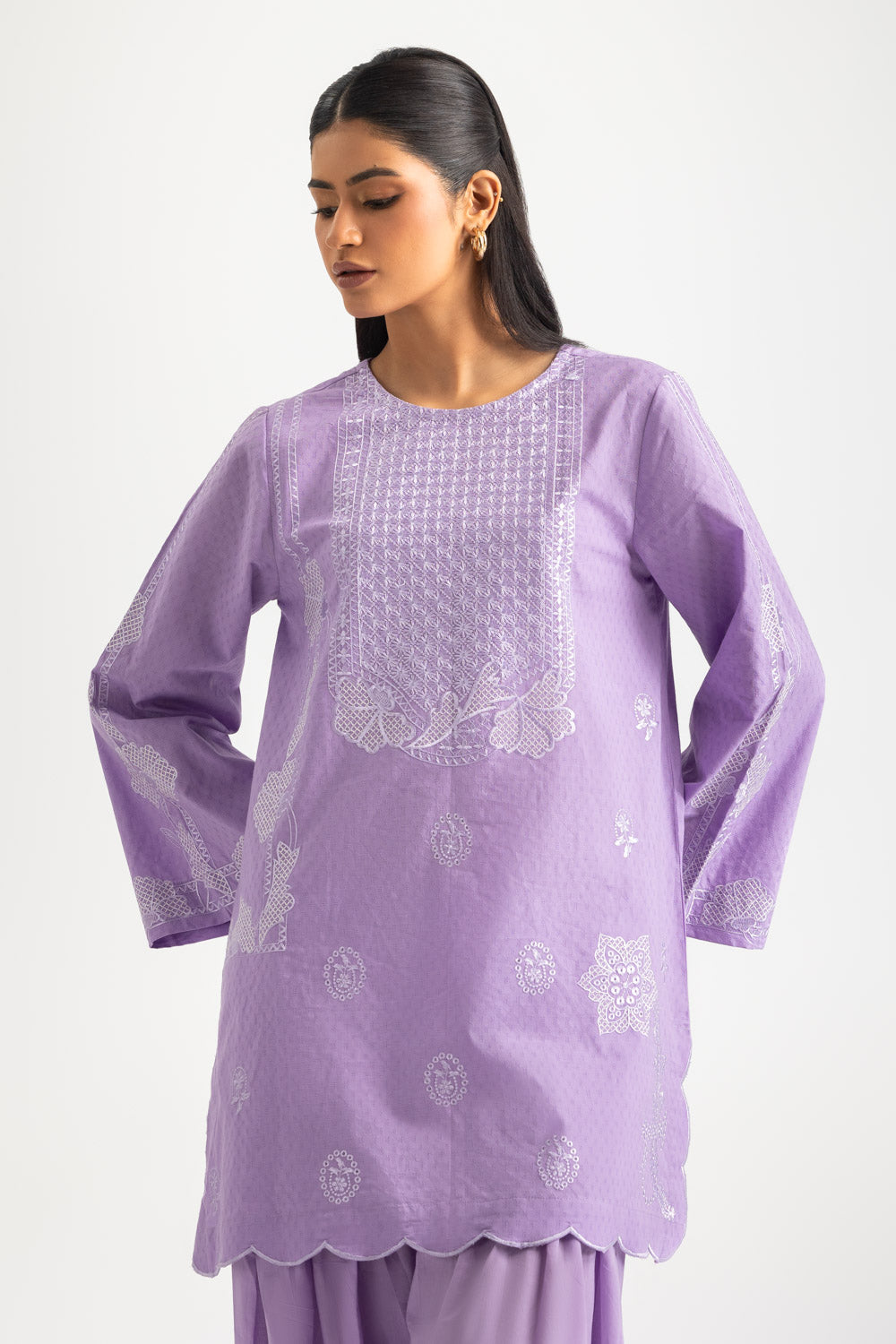 Dobby Embroidered Shirt And Dyed Trouser