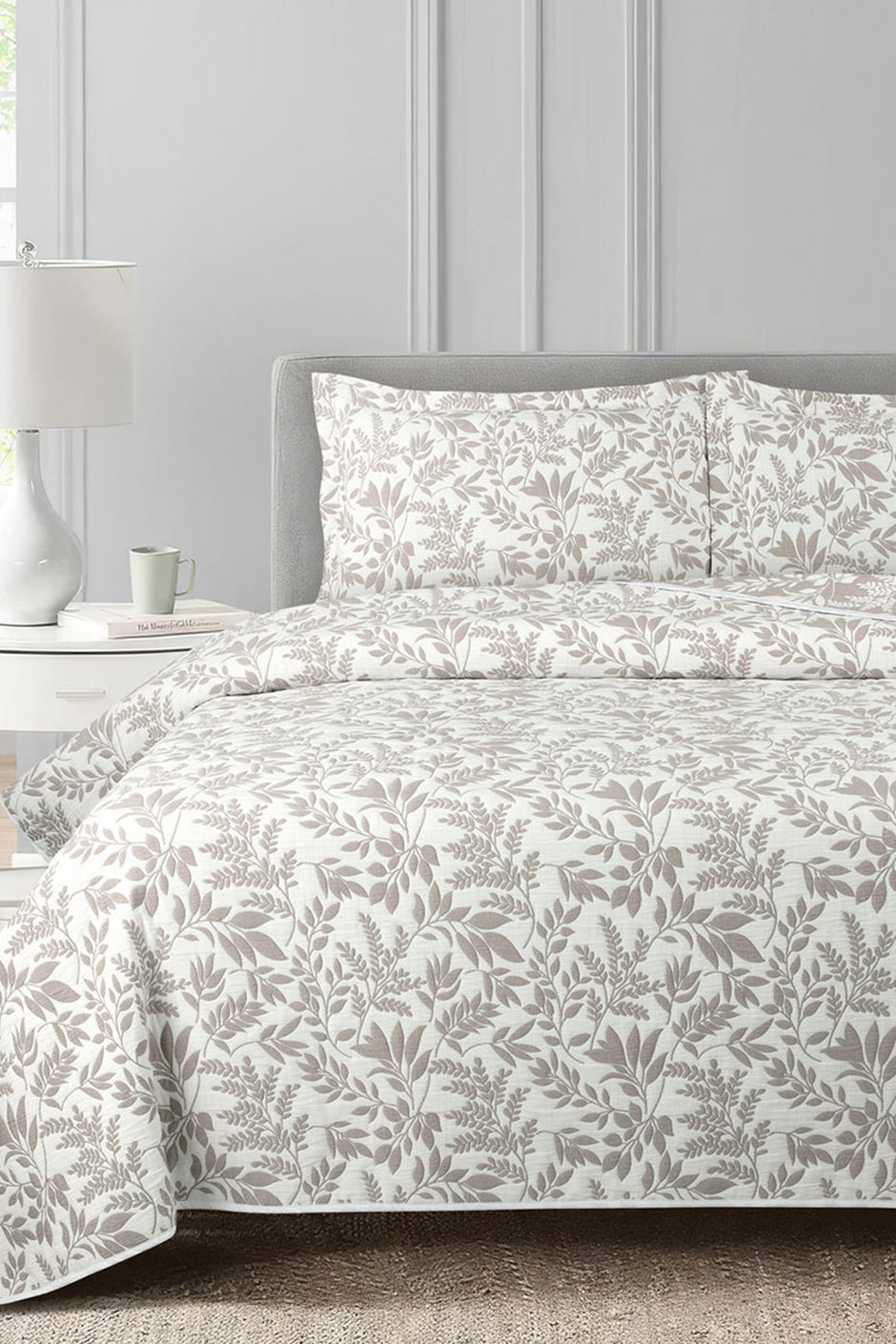 Dove Leaf Multi Layer Jacquard Bed Spread Set