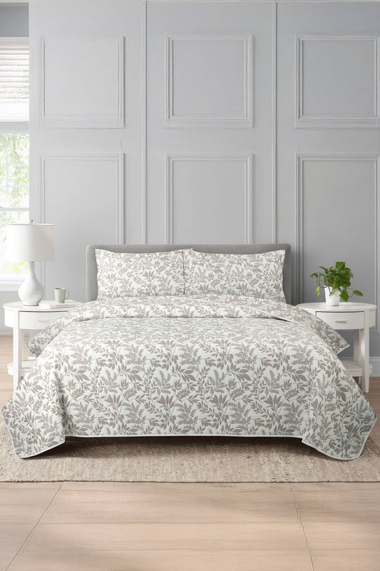 Dove Leaf Multi Layer Jacquard Bed Spread Set