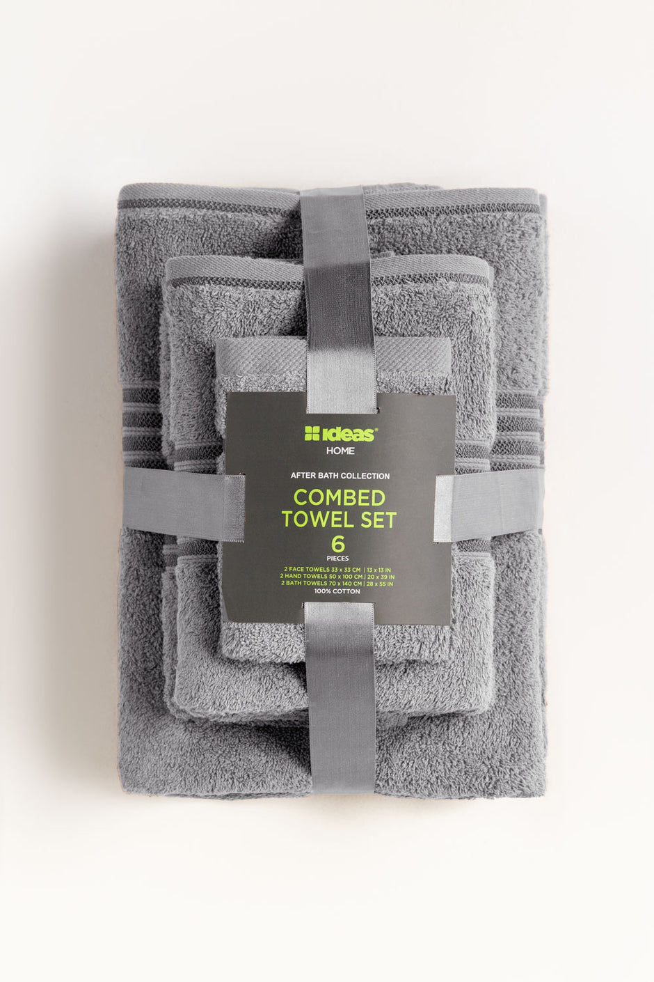 Dove Grey 6Pcs Combed  Towel Set