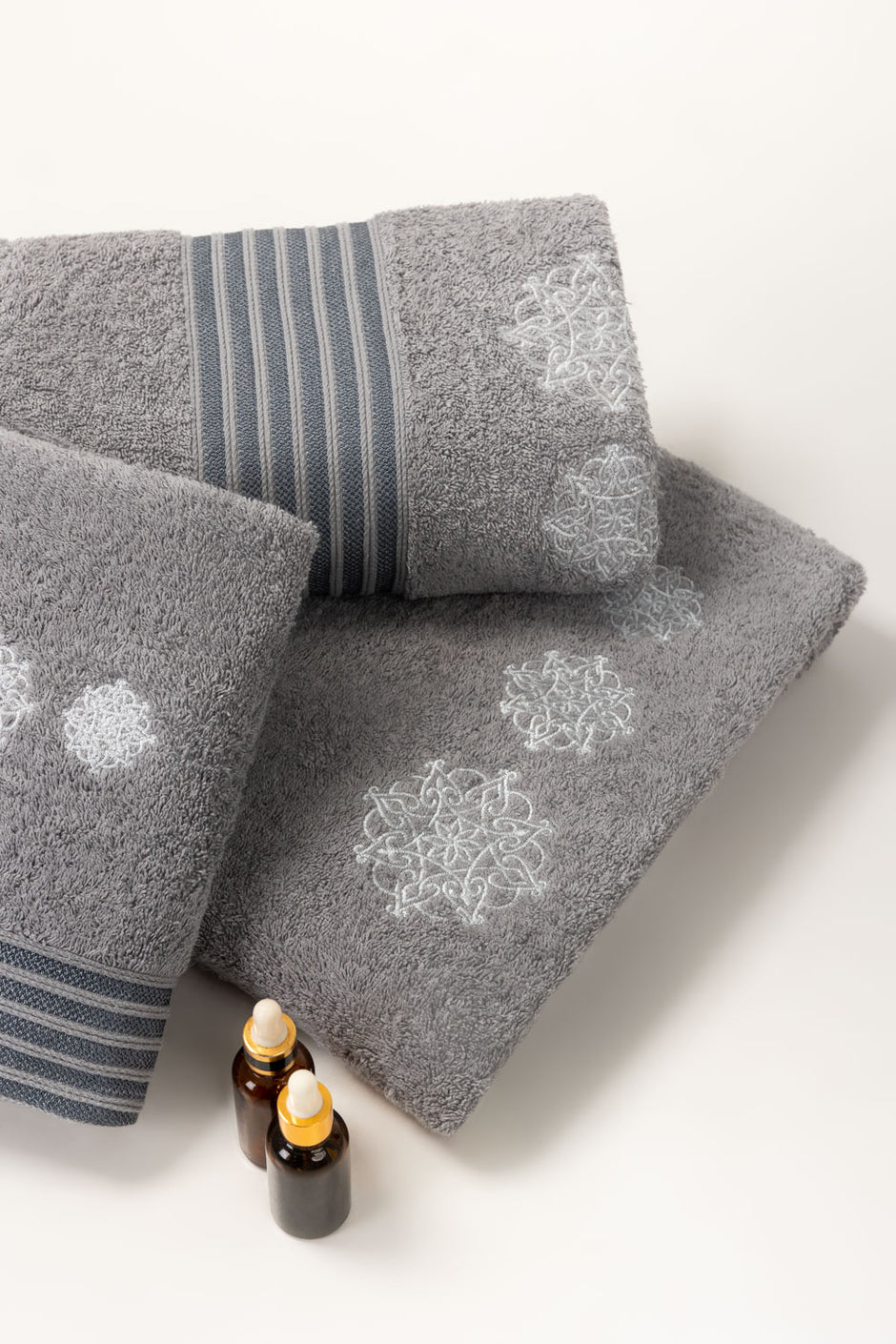 Dove Grey Embroidered Towel