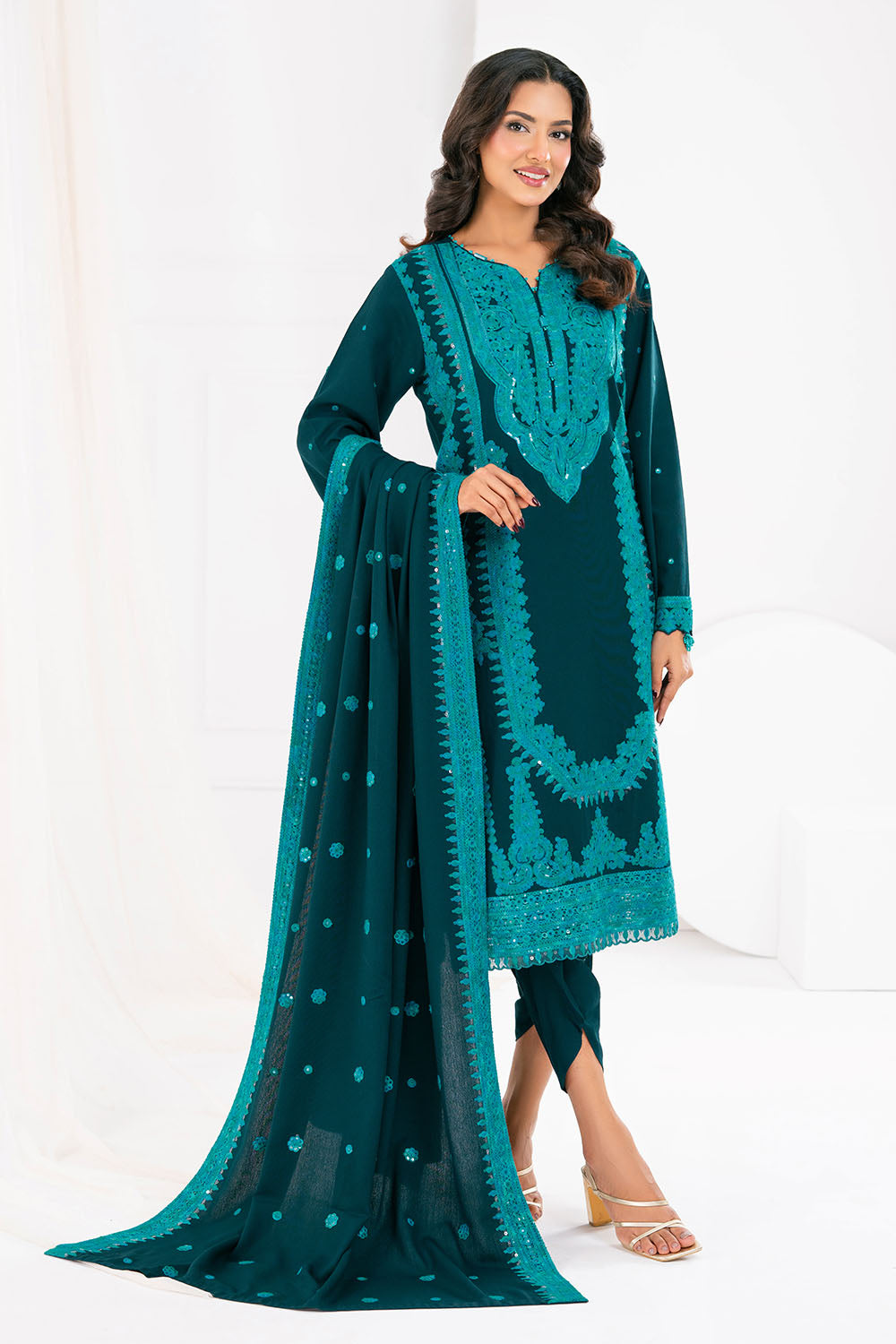 3 Piece Embroidered Karandi Suit with Dupatta AY-52007