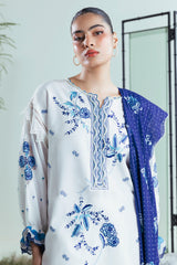 3 Piece Embroidered Lawn Suit with Bunches and Zari Dupatta FE-52065