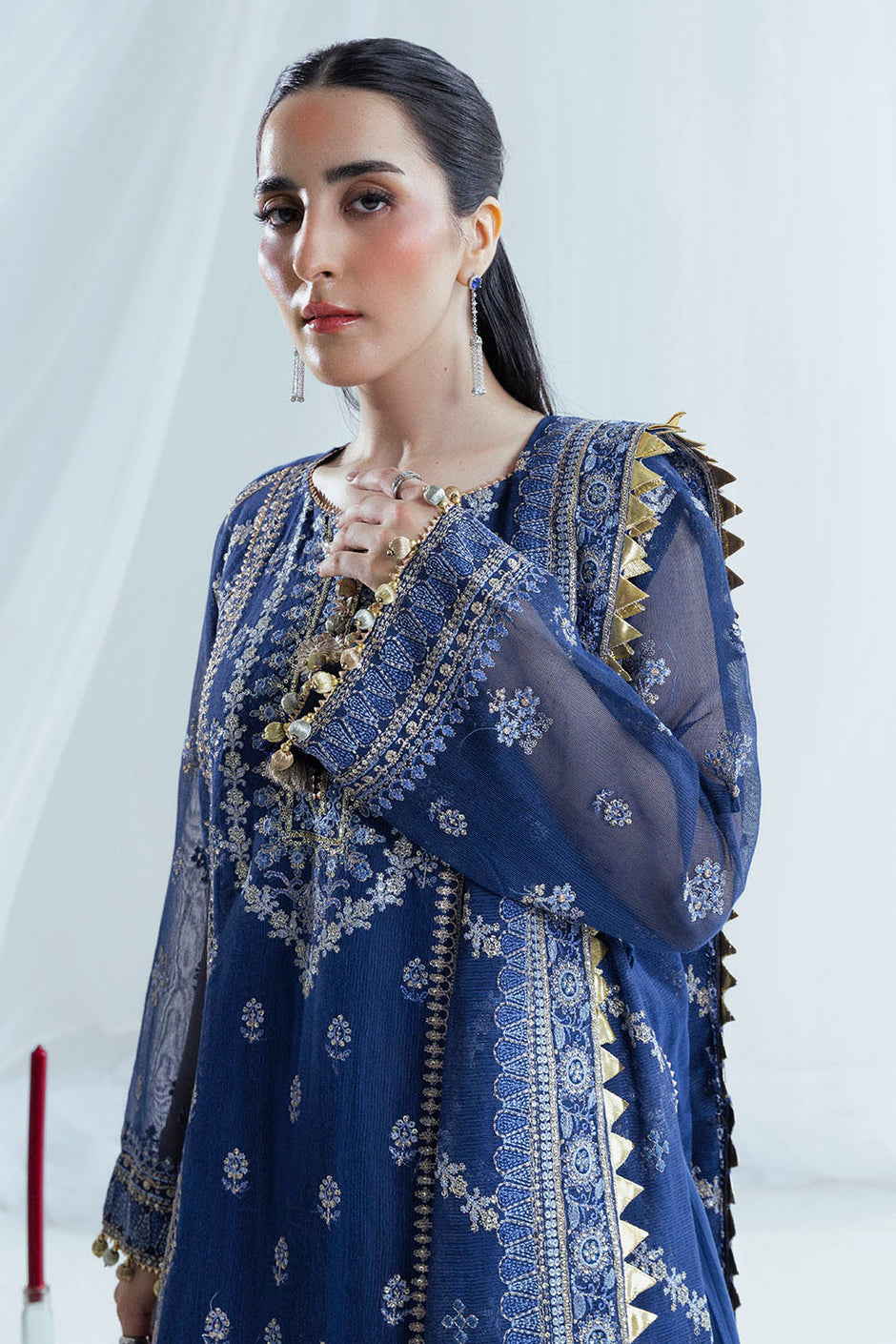 3 Piece Embroidered Cotton Net Suit with Raw Silk Trouser