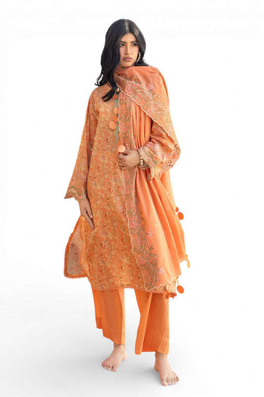 3 Piece Schiffli Embroidered Printed Lawn Suit with Embroidered Denting Dupatta DN-52021
