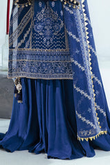 3 Piece Embroidered Cotton Net Suit with Raw Silk Trouser FE-52163