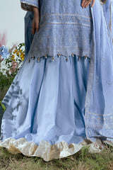 3 Piece Embroidered Cotton Net Suit with Pallu Dupatta FE-52165