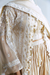 3 Piece Embroidered Mehsuri Suit with Handwork and Raw Silk Trouser FE-52161