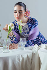 3 Piece Embroidered Gold Printed Lawn Suit with Silk Dupatta FE-52063