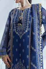 3 Piece Embroidered Cotton Net Suit with Raw Silk Trouser FE-52163