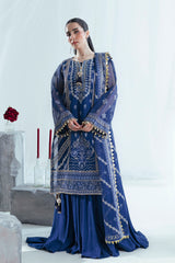 3 Piece Embroidered Cotton Net Suit with Raw Silk Trouser FE-52163