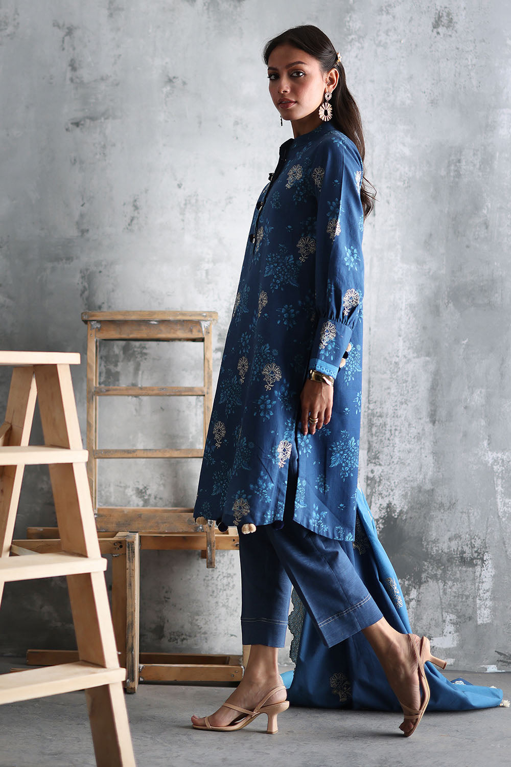 3 Piece Embroidered Printed Khaddar Suit with Embroidered Printed Khaddar Dupatta
