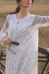 3 Piece Embroidered Chiffon Suit with Cotton Applique LE-62011