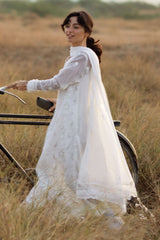 3 Piece Embroidered Chiffon Suit with Cotton Applique LE-62011