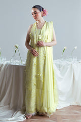 3 Piece Embroidered Cutwork Net Suit with Chiffon Dupatta FE-52159