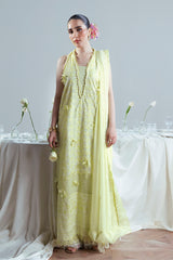 3 Piece Embroidered Cutwork Net Suit with Chiffon Dupatta FE-52159