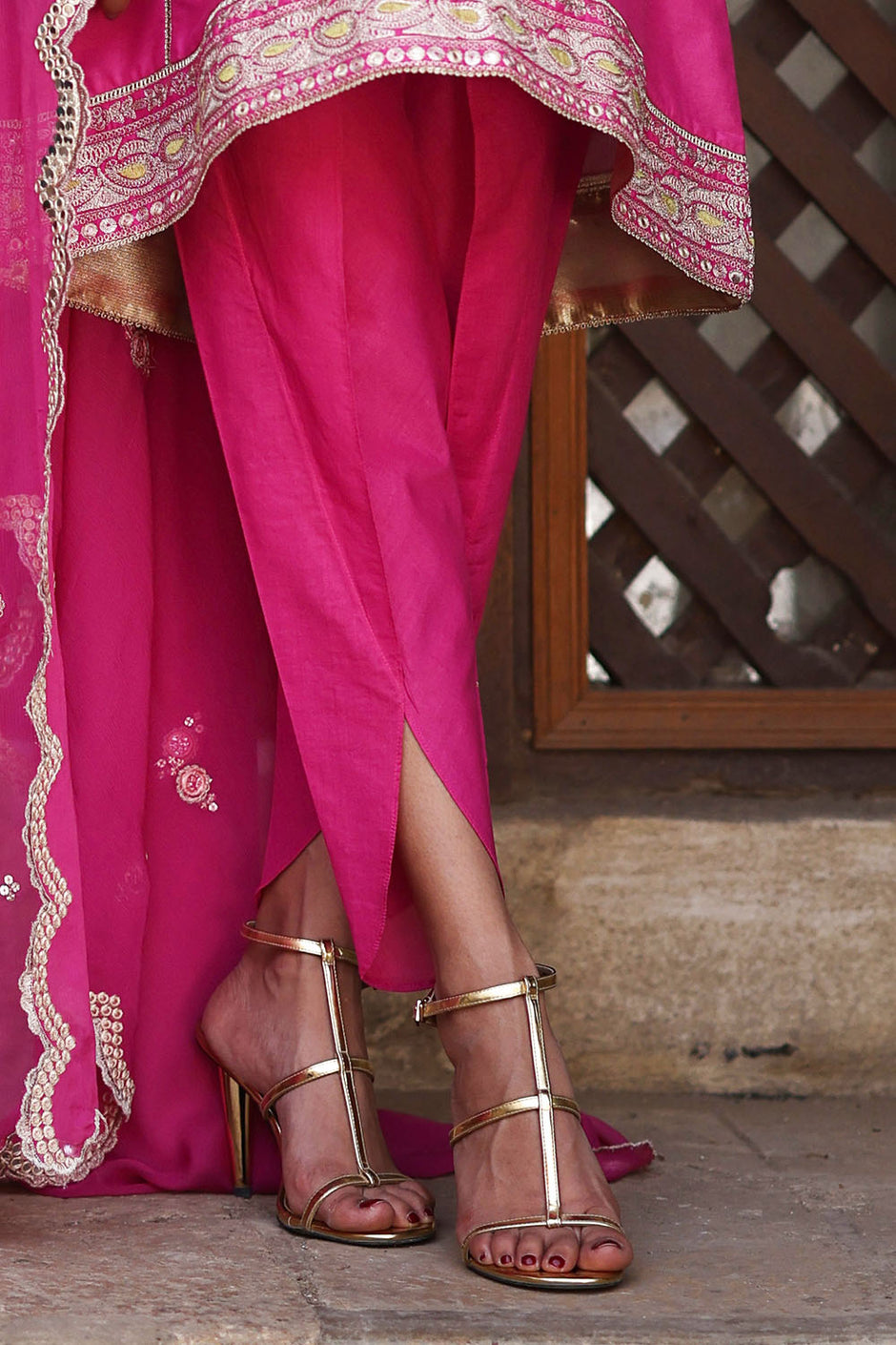 3 Piece Embroidered Lawn Suit with Borders and Embroidered Chiffon Dupatta