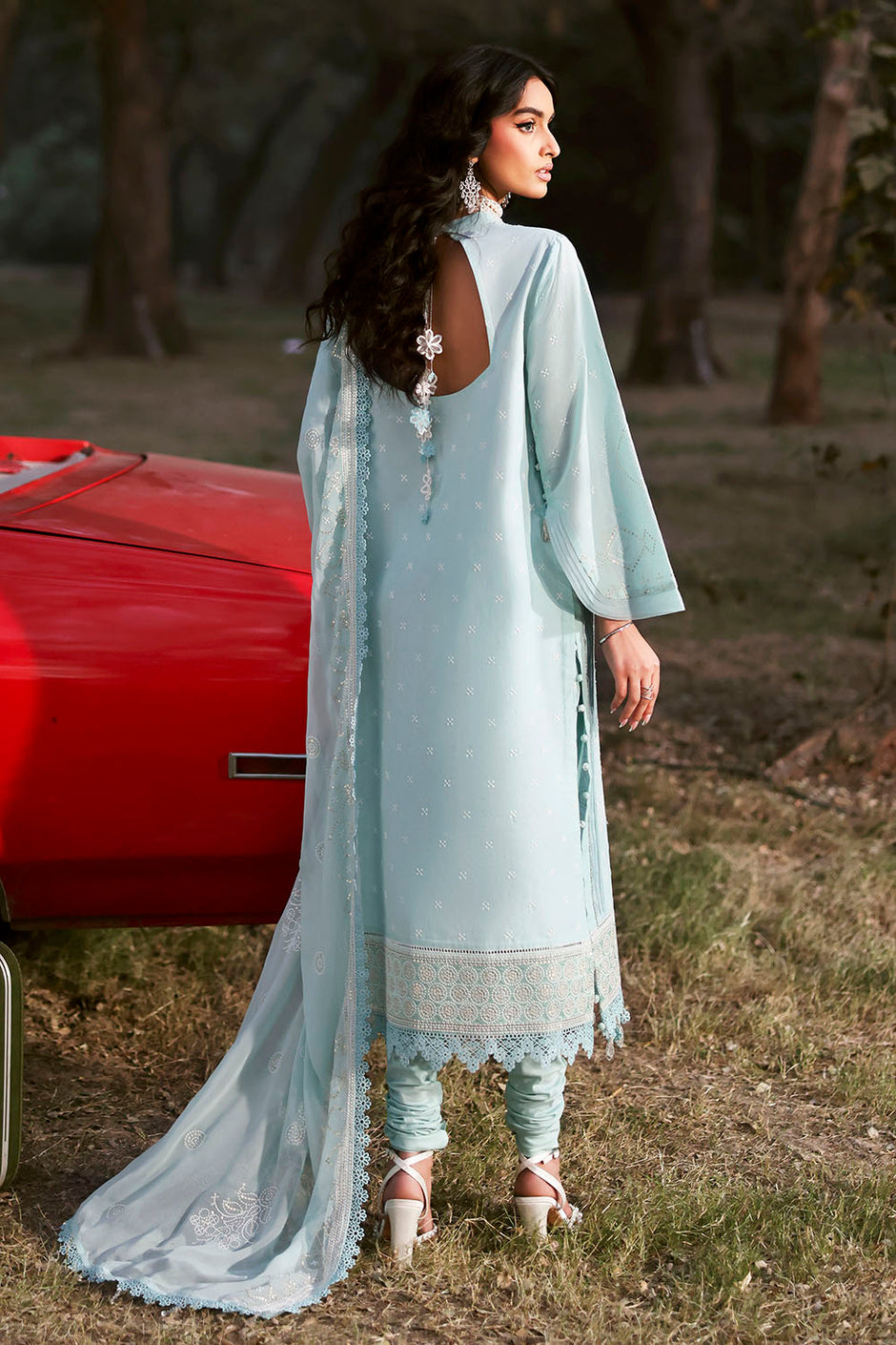 3 Piece Embroidered Lawn Suit with Embroidered Chiffon Dupatta