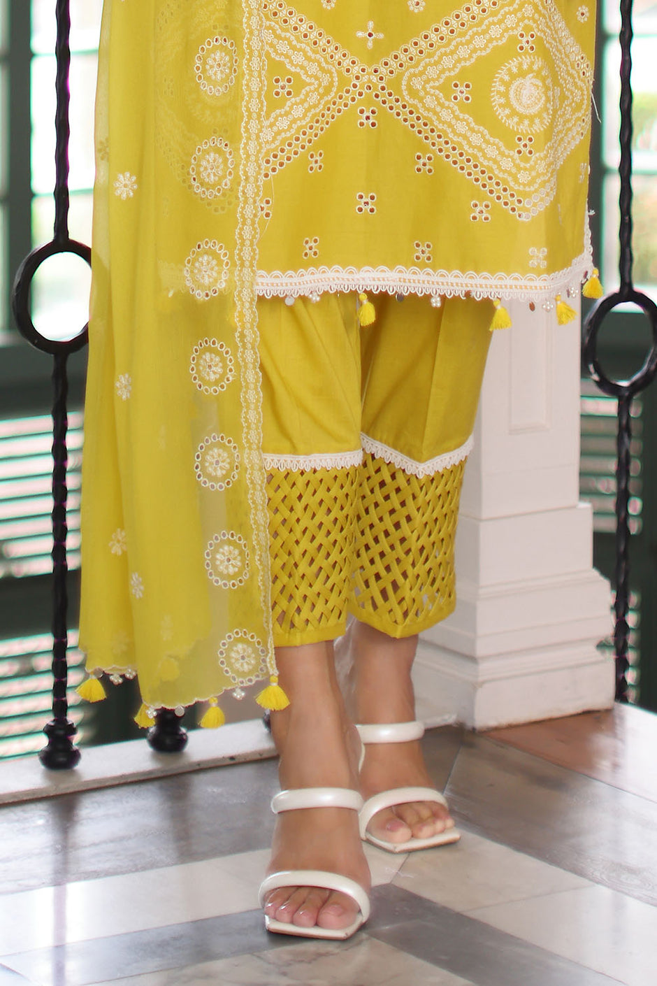 3 Piece Embroidered Lawn Suit with Chiffon Dupatta