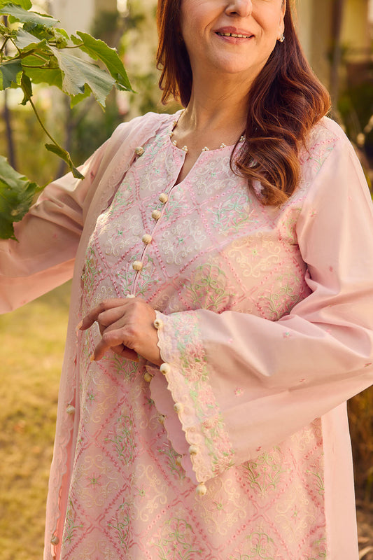 3 Piece Embroidered Lawn Suit with Embroidered Chiffon Dupatta PM-52087