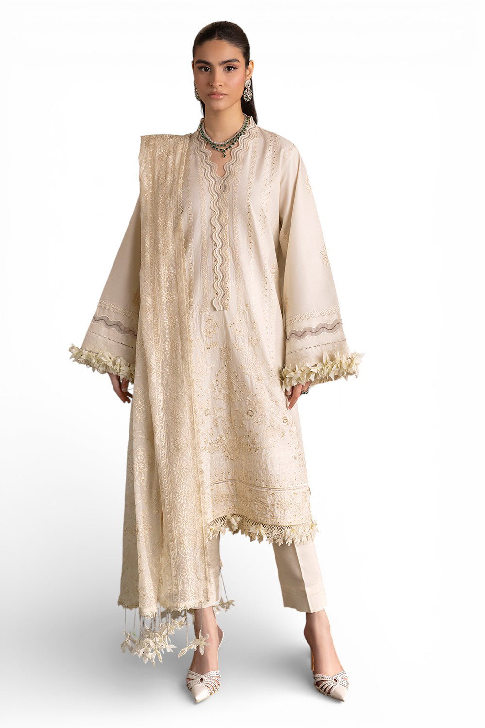 3 Piece Embroidered Lawn Suit with Embroidered Chiffon Dupatta PM-62002