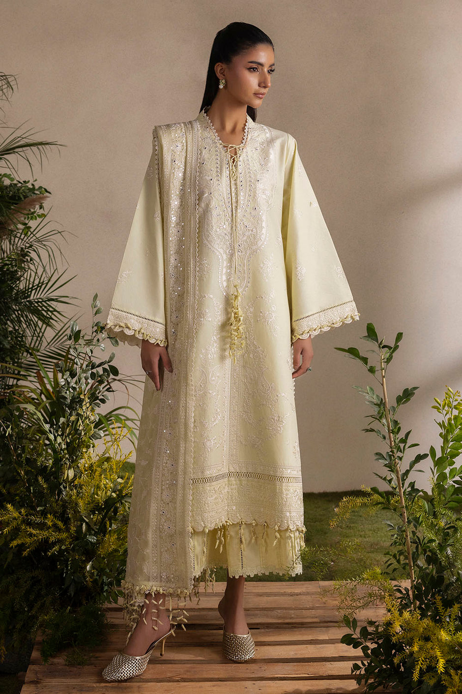 3 Piece Embroidered Lawn Suit with Embroidered Chiffon Dupatta