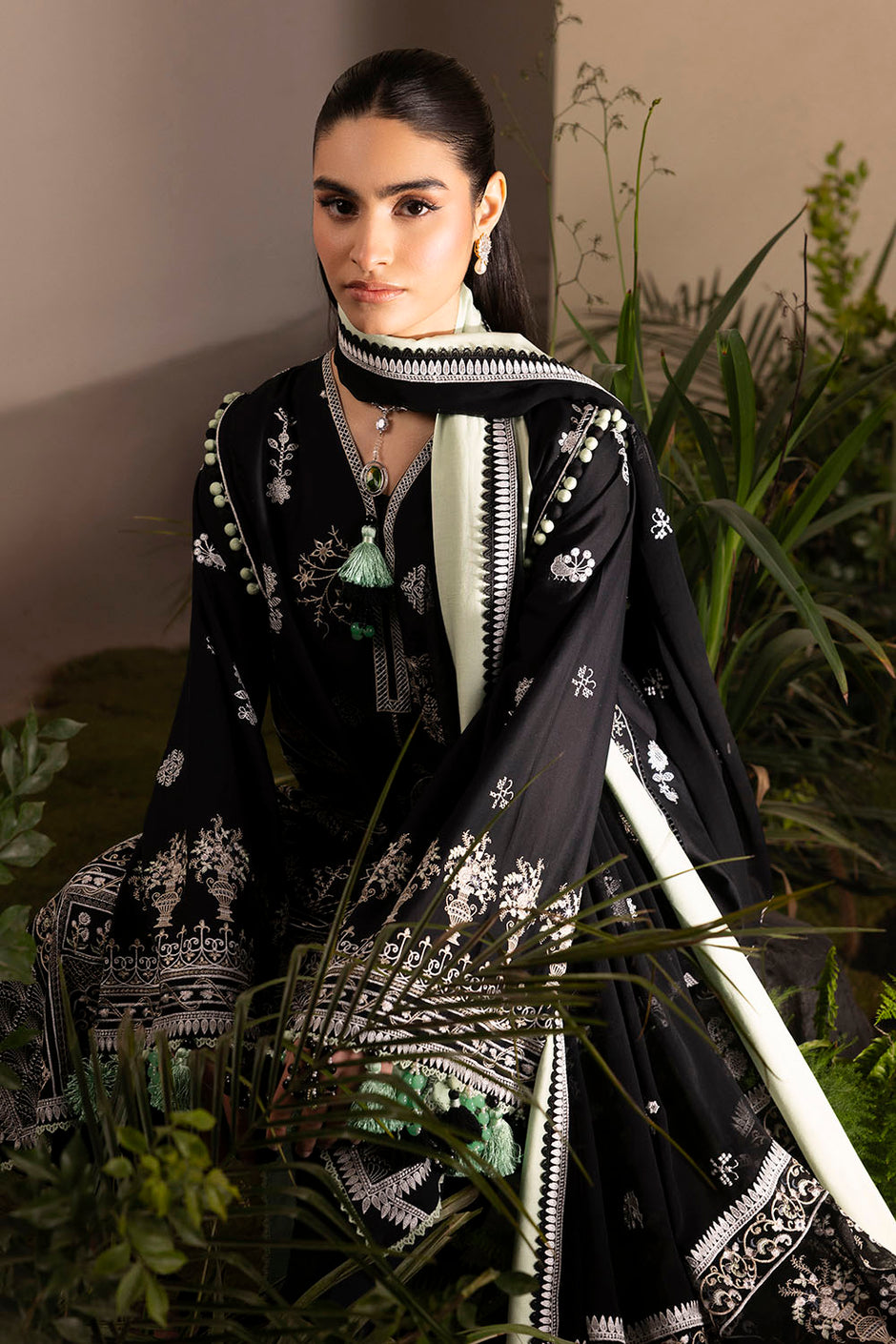 3 Piece Embroidered Lawn Suit with Embroidered Chiffon Dupatta