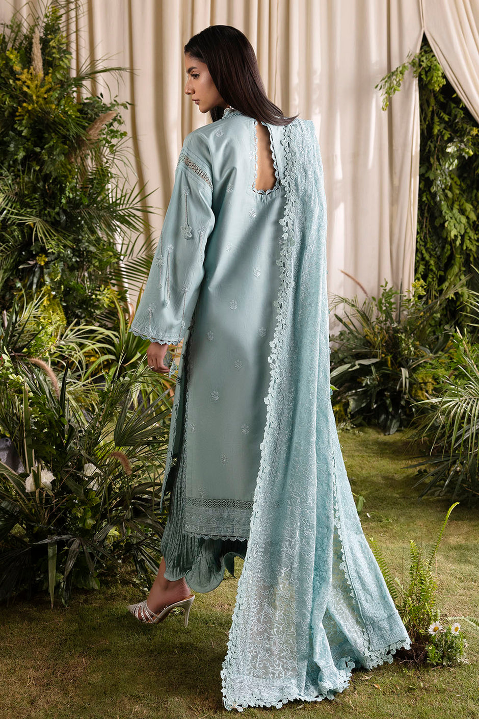 3 Piece Embroidered Lawn Suit with Embroidered Chiffon Dupatta