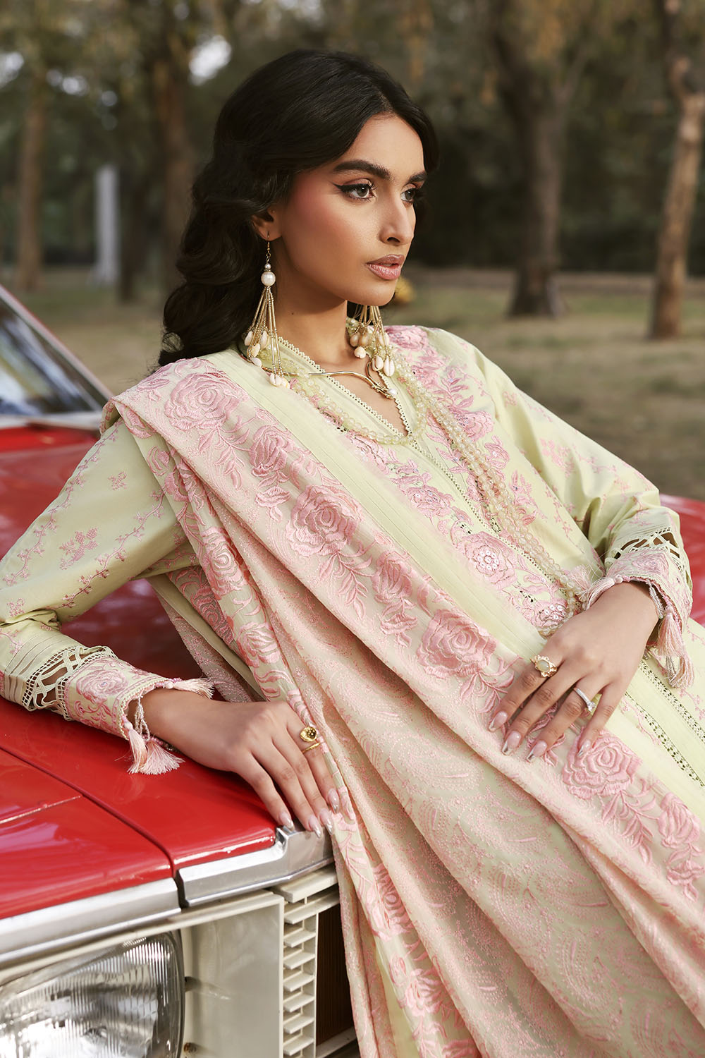 3 Piece Embroidered Lawn Suit with Embroidered Chiffon Dupatta