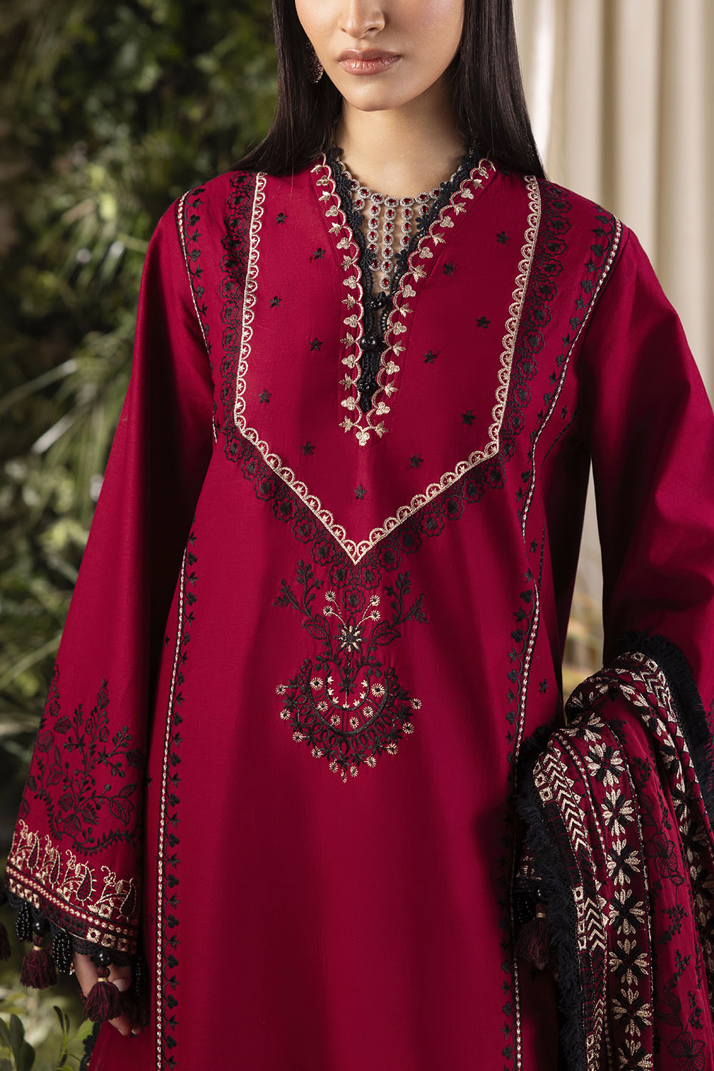 3 Piece Embroidered Lawn Suit with Embroidered Chiffon Dupatta