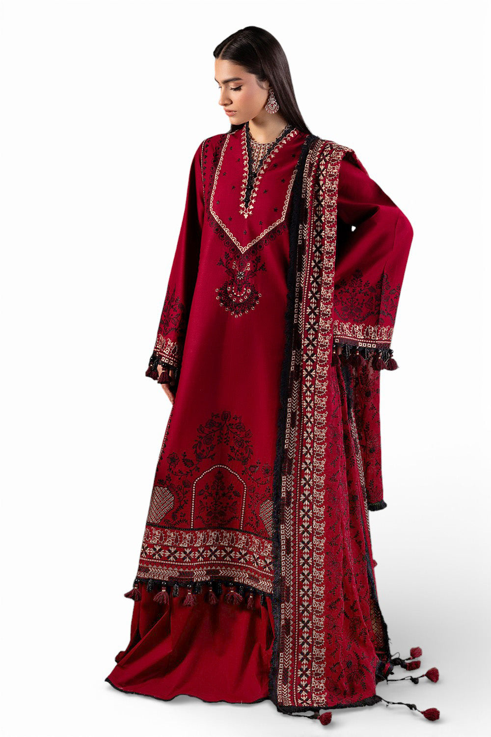 3 Piece Embroidered Lawn Suit with Embroidered Chiffon Dupatta PM-62019