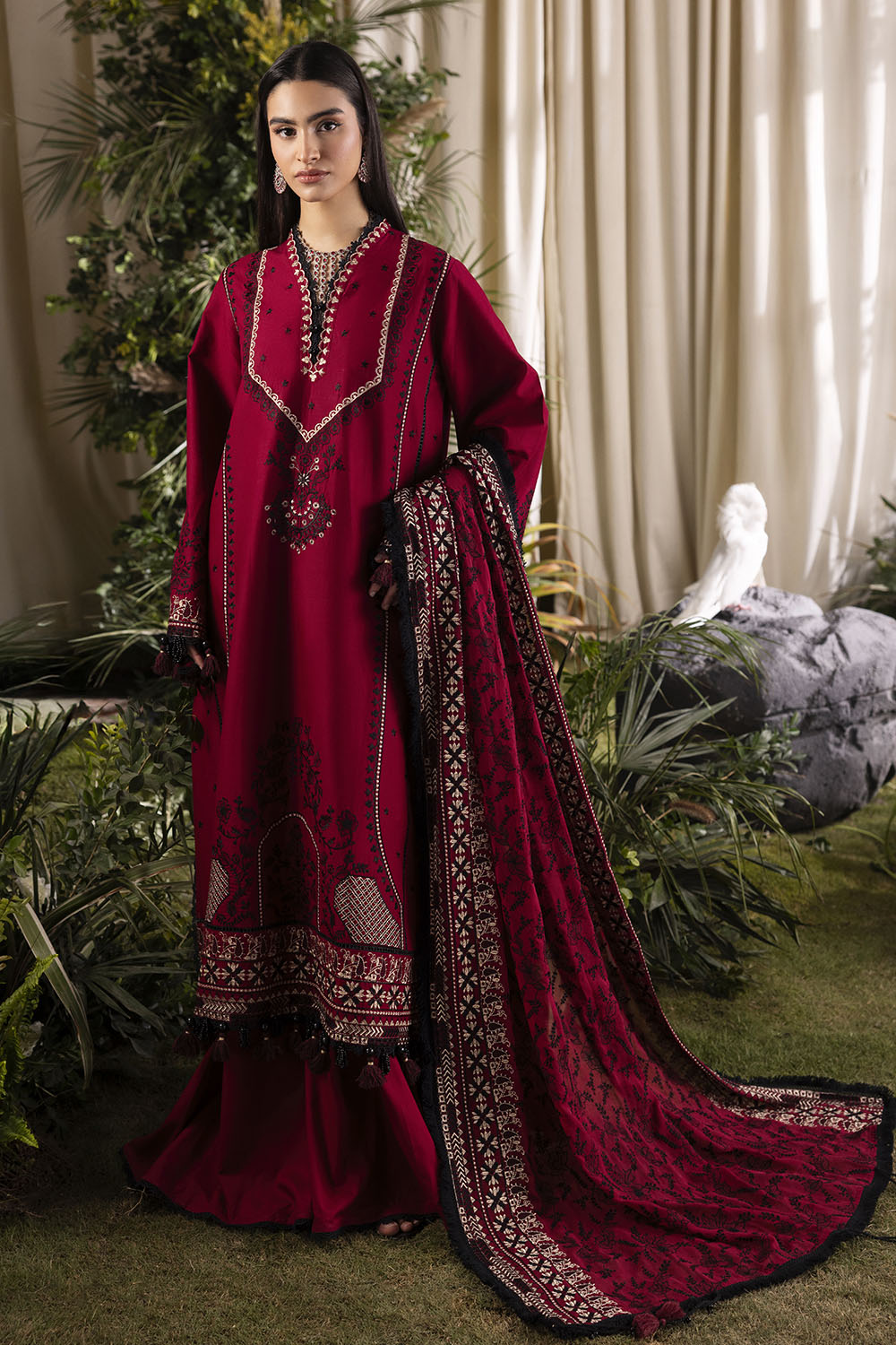 3 Piece Embroidered Lawn Suit with Embroidered Chiffon Dupatta