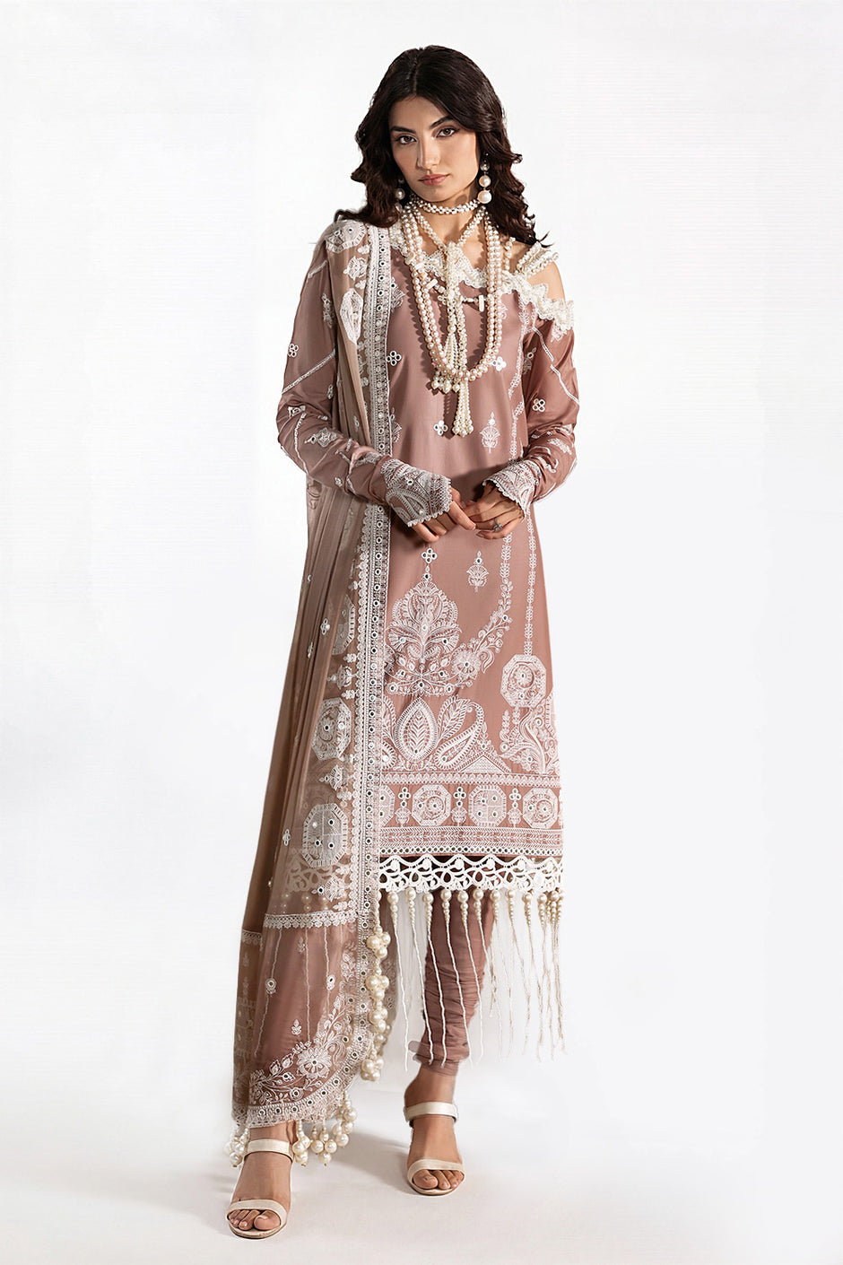 3 Piece Sequins Embroidered Lawn Suit with Chiffon Dupatta
