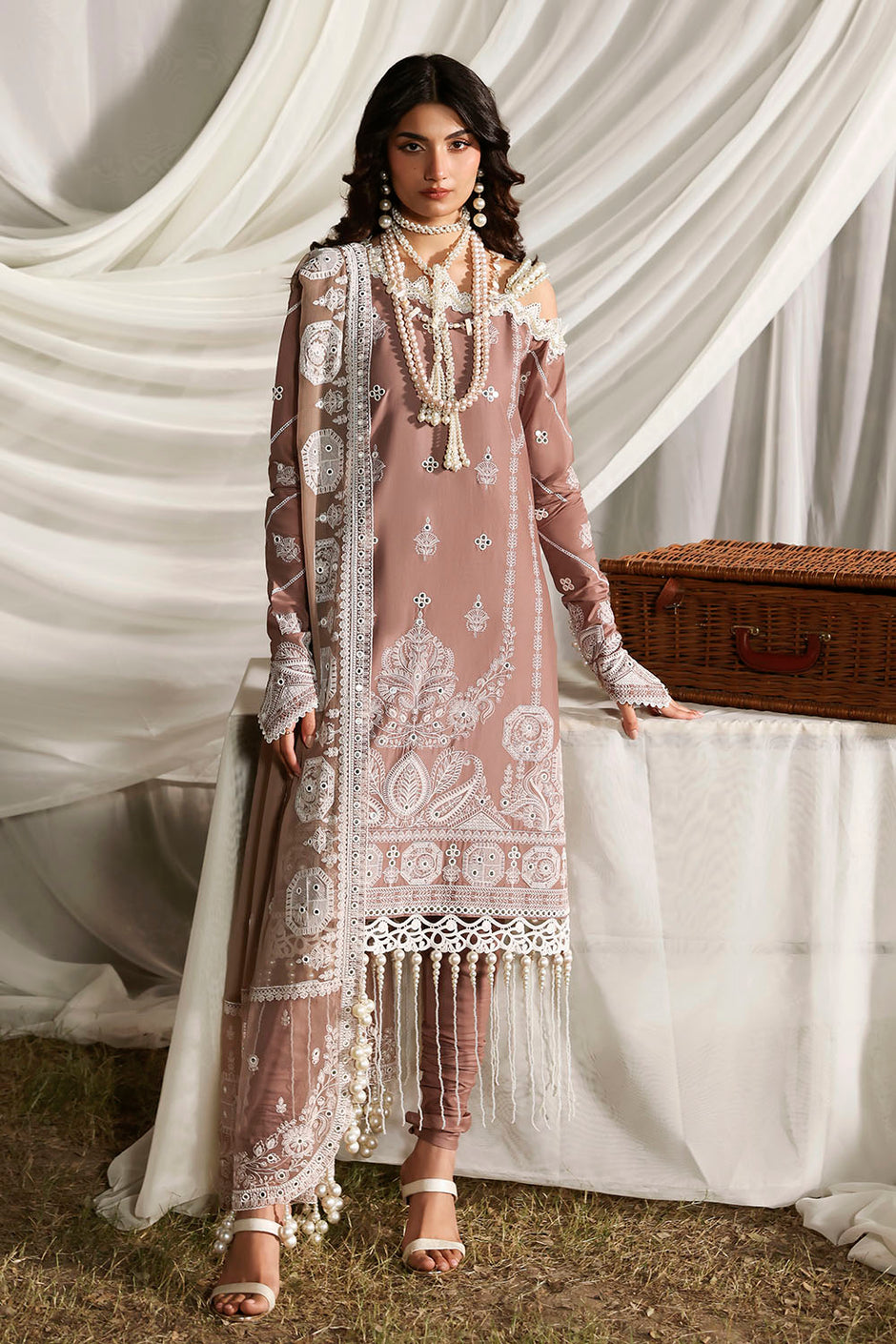 3 Piece Sequins Embroidered Lawn Suit with Chiffon Dupatta