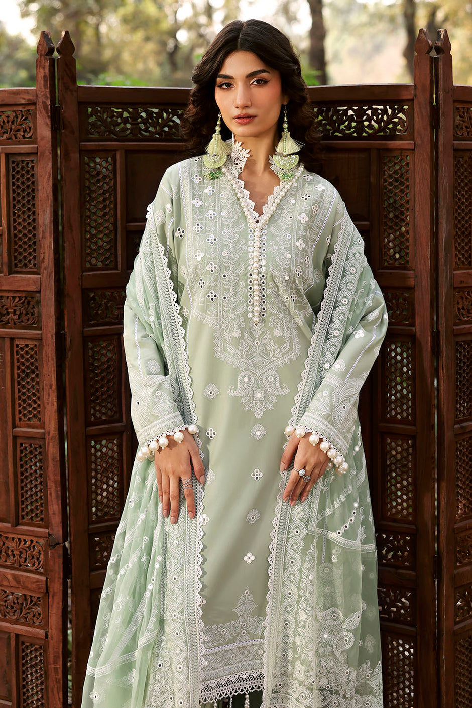 3 Piece Sequins Embroidered Lawn Suit with Chiffon Dupatta