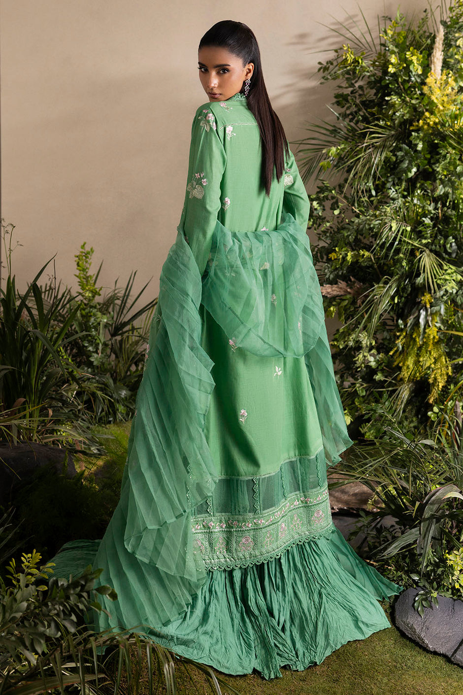 3 Piece Embroidered Lawn Suit with Embroidered Chiffon Dupatta