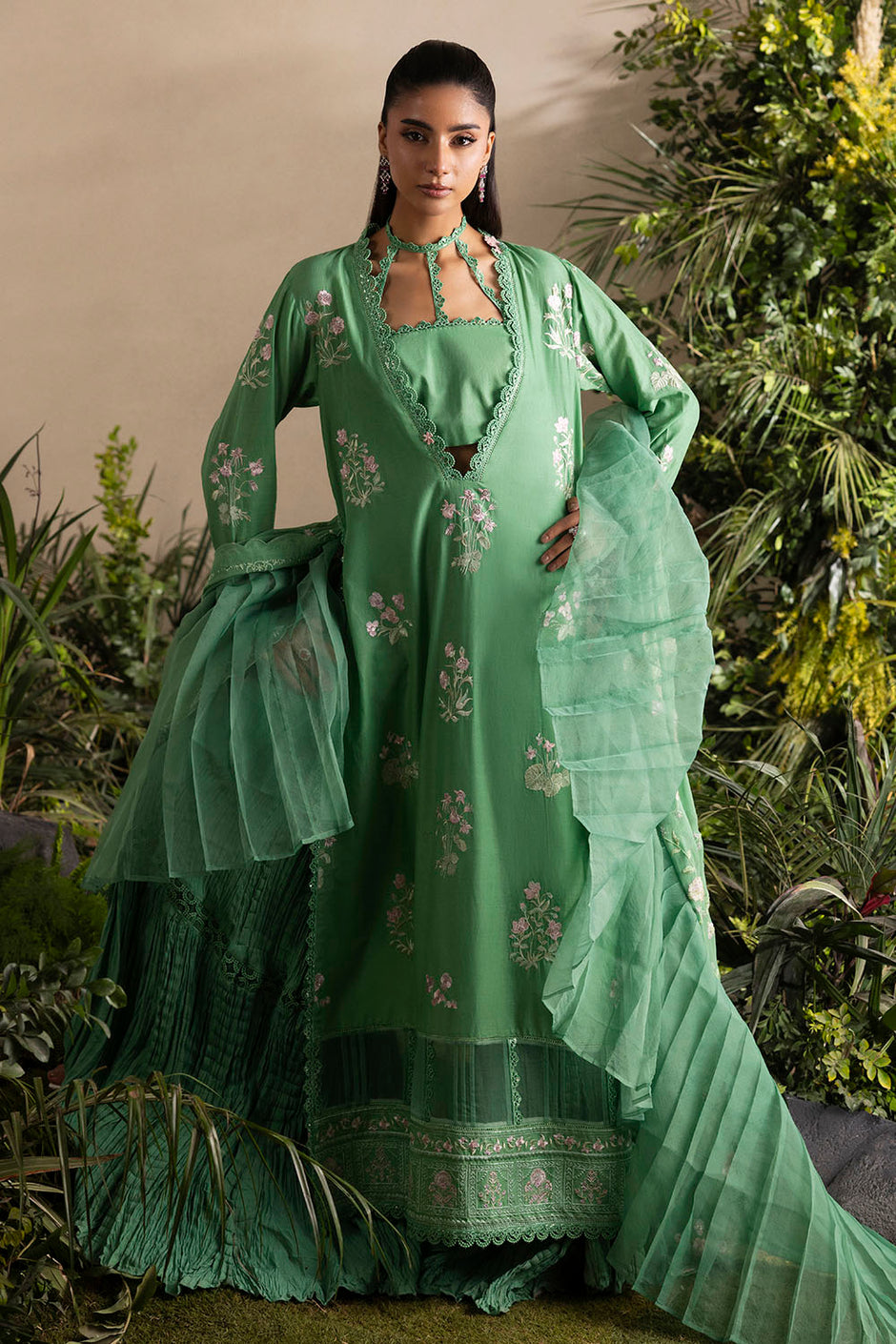 3 Piece Embroidered Lawn Suit with Embroidered Chiffon Dupatta