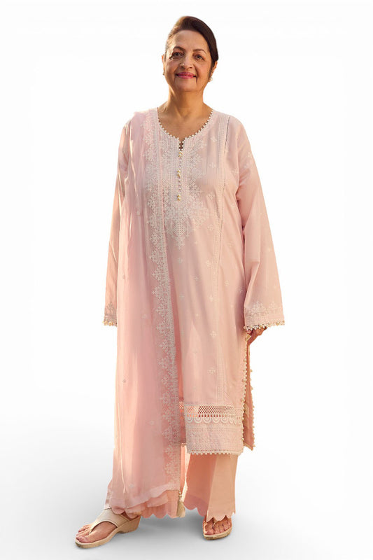 3 Piece Embroidered Lawn Suit with Embroidered Chiffon Dupatta PM-62046