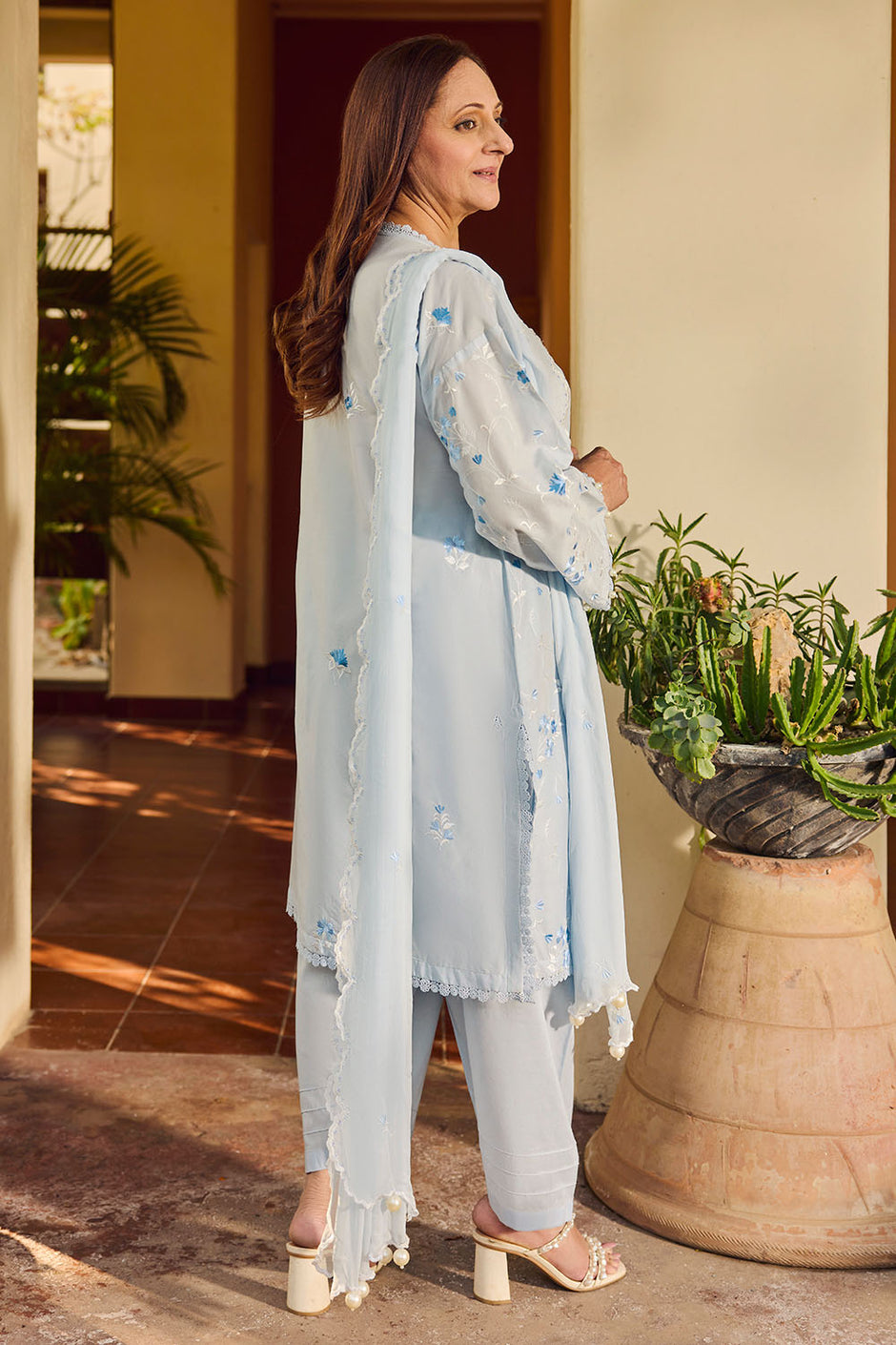 3 Piece Embroidered Lawn Suit with Embroidered Chiffon Dupatta