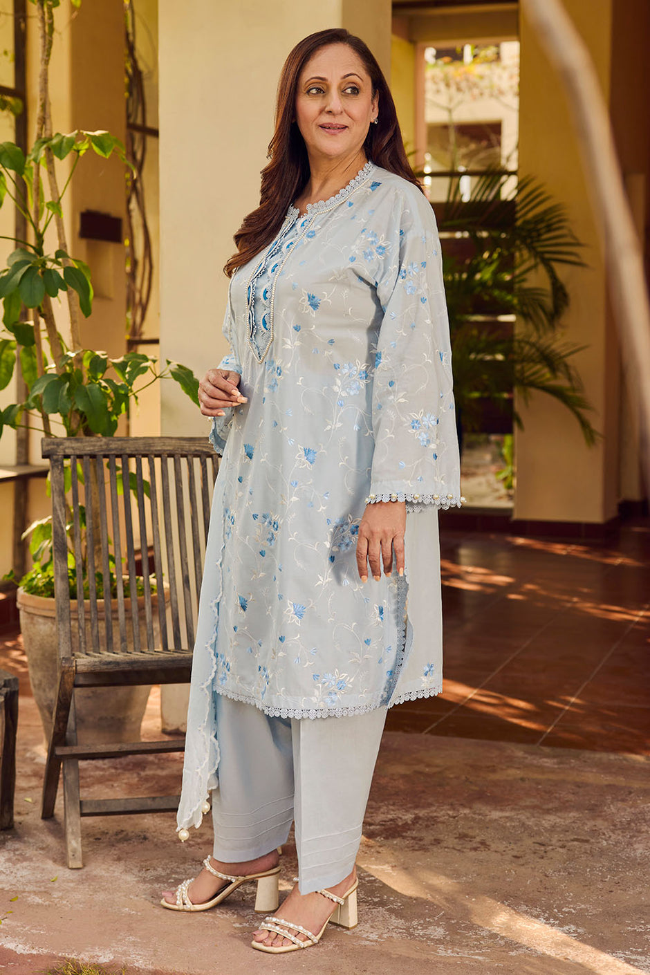 3 Piece Embroidered Lawn Suit with Embroidered Chiffon Dupatta
