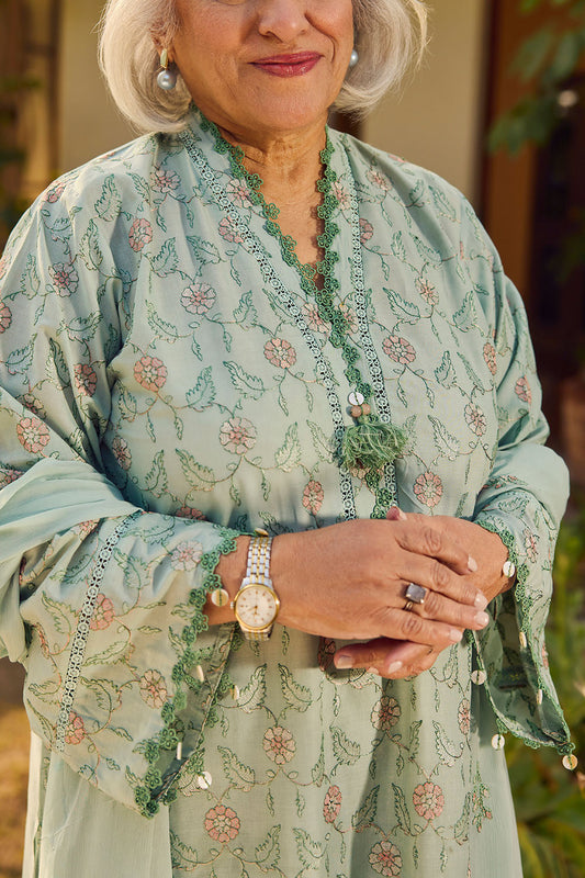 3 Piece Embroidered Lawn Suit with Embroidered Chiffon Dupatta PM-62048