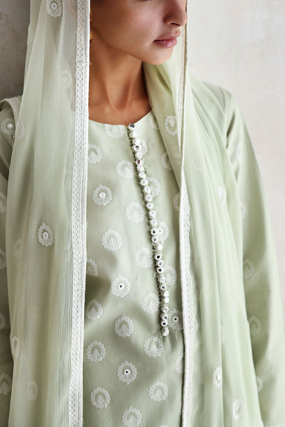 3 Piece Embroidered Lawn Suit with Embroidered Chiffon Dupatta