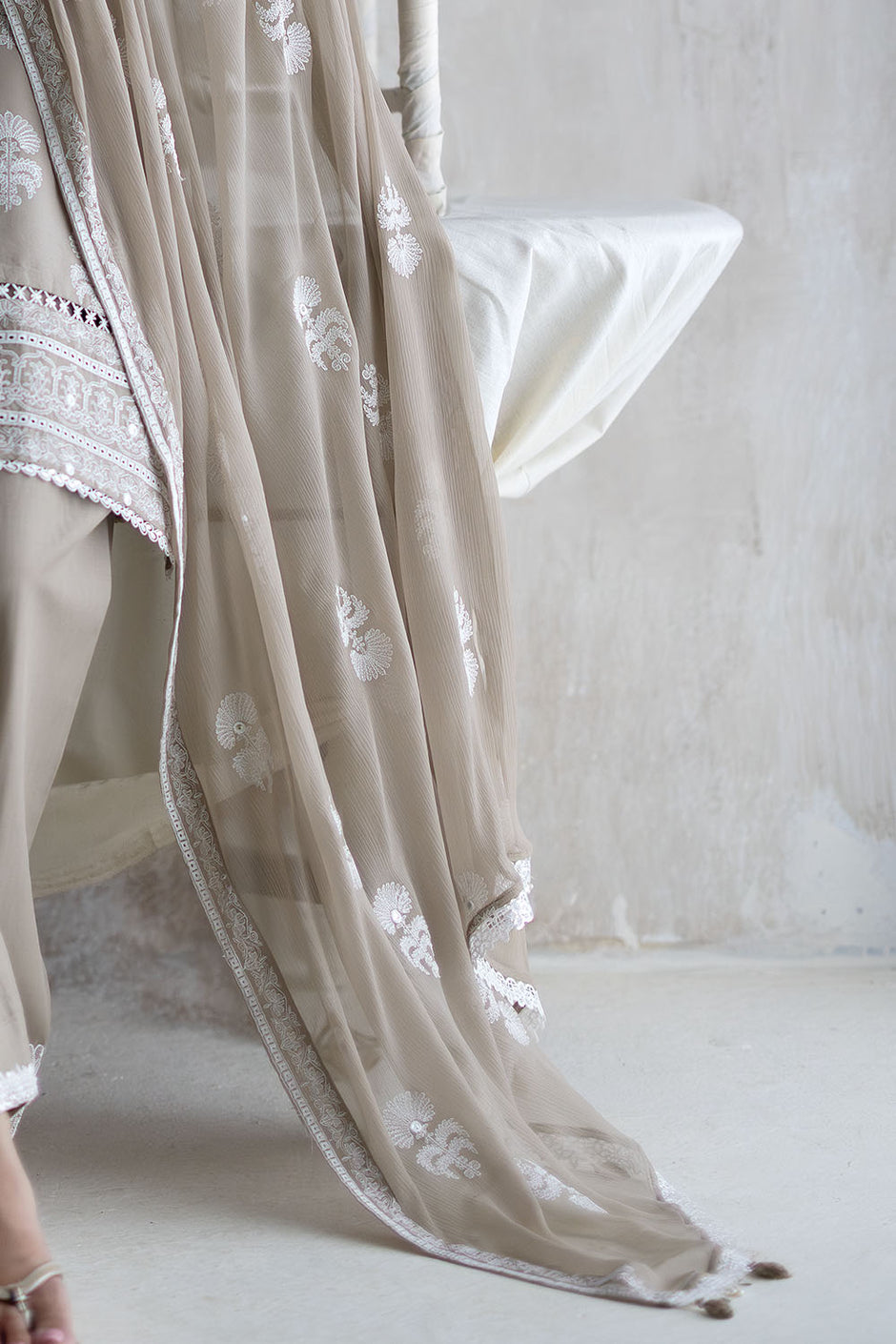 3 Piece Embroidered Lawn Suit with Embroidered Chiffon Dupatta