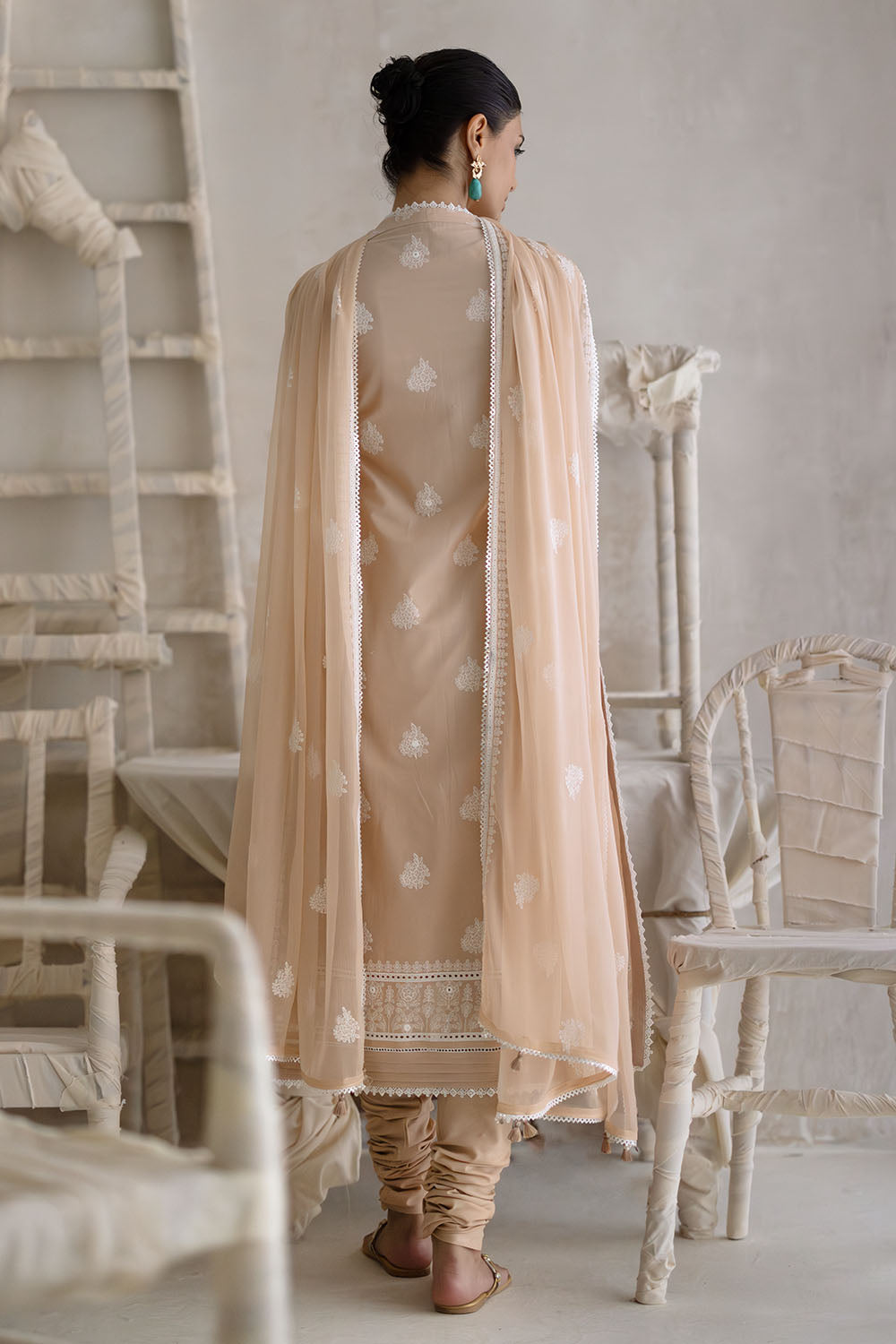 3 Piece Embroidered Lawn Suit with Embroidered Chiffon Dupatta
