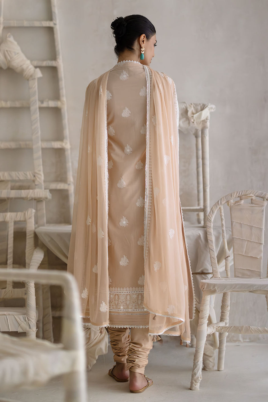 3 Piece Embroidered Lawn Suit with Embroidered Chiffon Dupatta