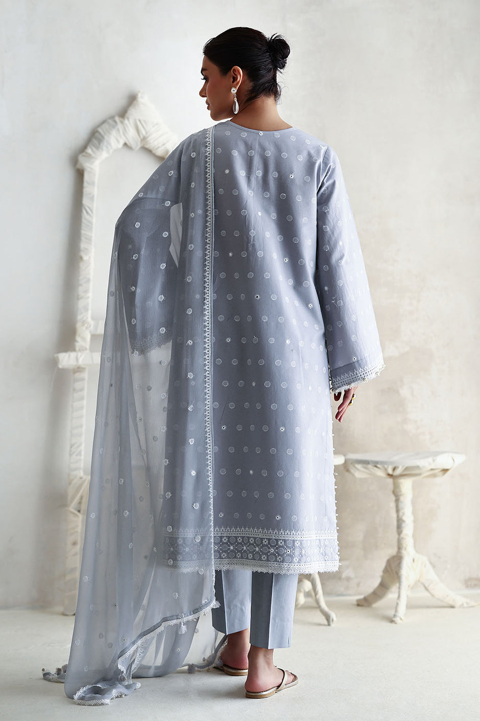3 Piece Embroidered Lawn Suit with Embroidered Chiffon Dupatta
