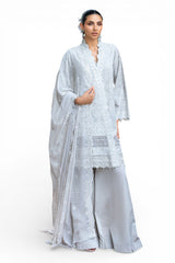 3 Piece Embroidered Lawn Suit with Borders and Chiffon Dupatta FE-52130