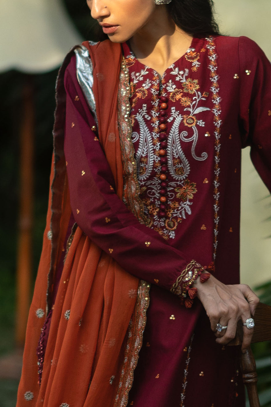 3 Piece Embroidered Lawn Suit with Embroidered Borders and Embroidered Chiffon Dupatta