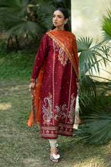 3 Piece Embroidered Lawn Suit with Embroidered Borders and Embroidered Chiffon Dupatta