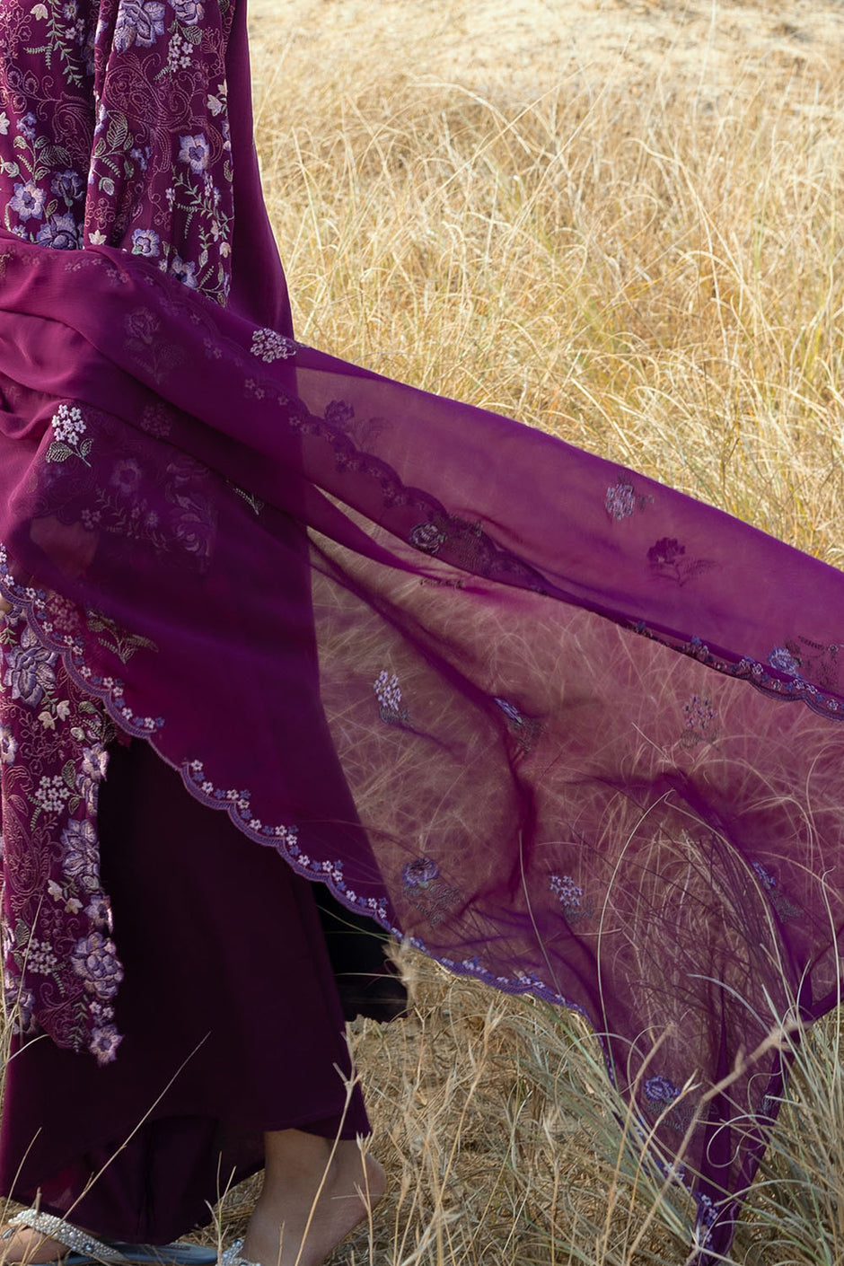 3 Piece Embroidered Swiss Voile Suit with Embroidered Chiffon Dupatta